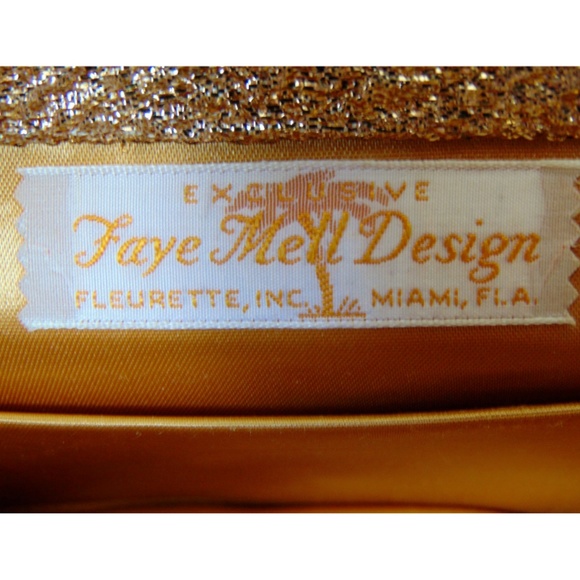 Vintage Faye Mell Design Rhinestone Gold Clutch - Picture 4 of 5